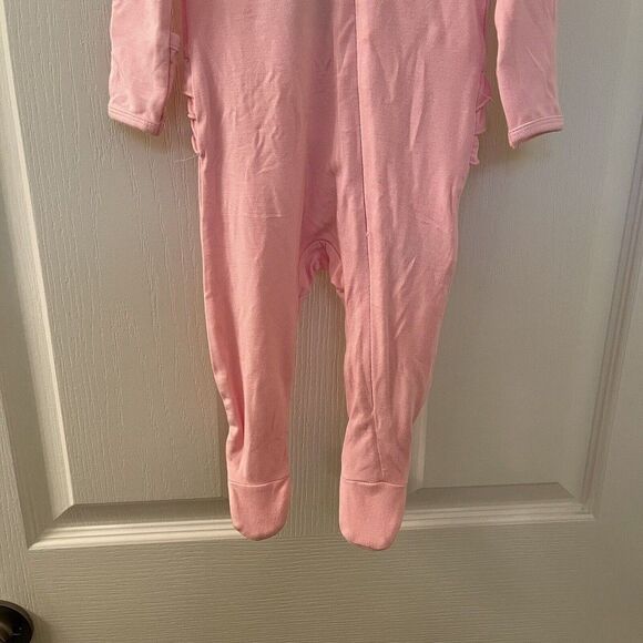 Angel Dear Pink Ruffle Zipper Footie Sleeper Bamboo Size 3-6 Months NWT - Picture 3 of 8